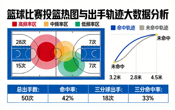 篮球比赛投篮热图与出手轨迹大数据分析